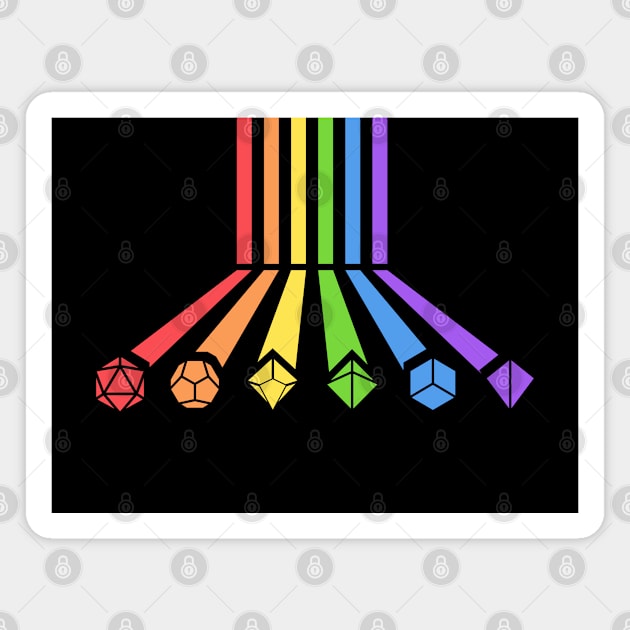 Rainbow Polyhedral Dice Set Retro Vibe Magnet by pixeptional